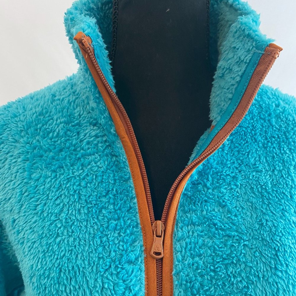 SOLD Tek Gear You've Got This Blue Contrast Brown Fleece Zip Front Jacket NWOT - Picture 3 of 15